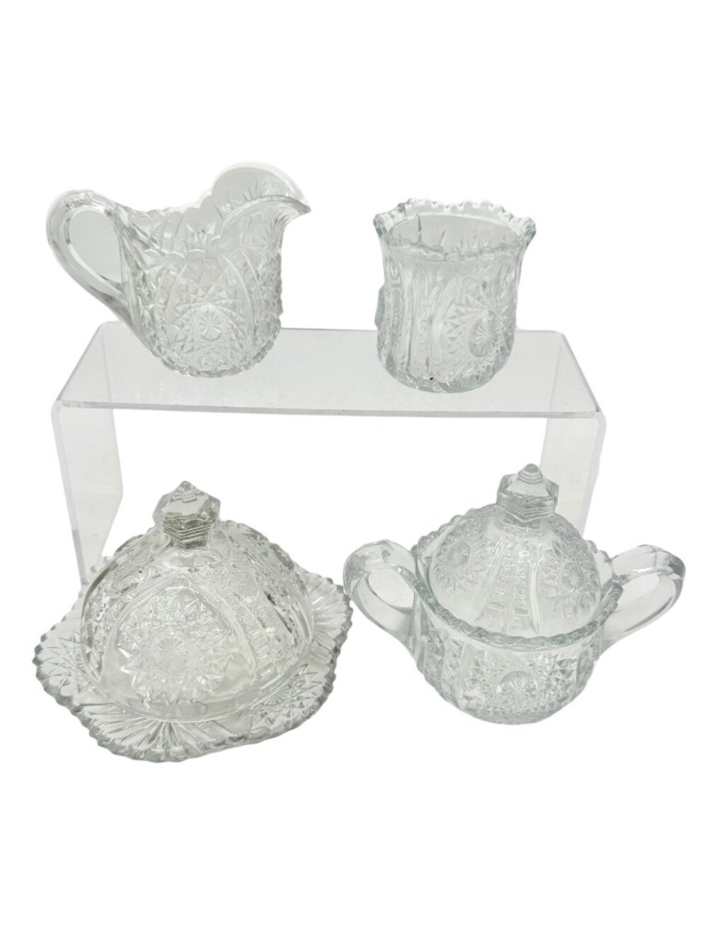 Oval Star No 300 Childs Mini 4 Pc Table Set TS-39 Indiana Glass Co Clear Crystal